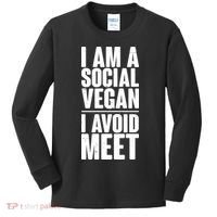 I'm A Social Vegan I Avoid Meet Kids Long Sleeve Shirt thumb 0