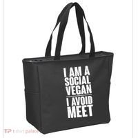 I'm A Social Vegan I Avoid Meet Tote Bag thumb 2