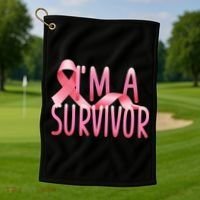 I'm A Survivor Breast Cancer Awareness Golf Towel thumb 1
