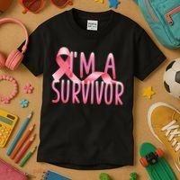 I'm A Survivor Breast Cancer Awareness Kids T-Shirt thumb 3