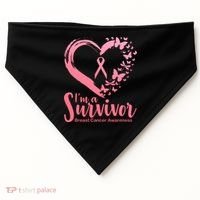 I'm a Survivor Breast Cancer Awareness Butterfly USA-Made Doggie Bandana thumb 0