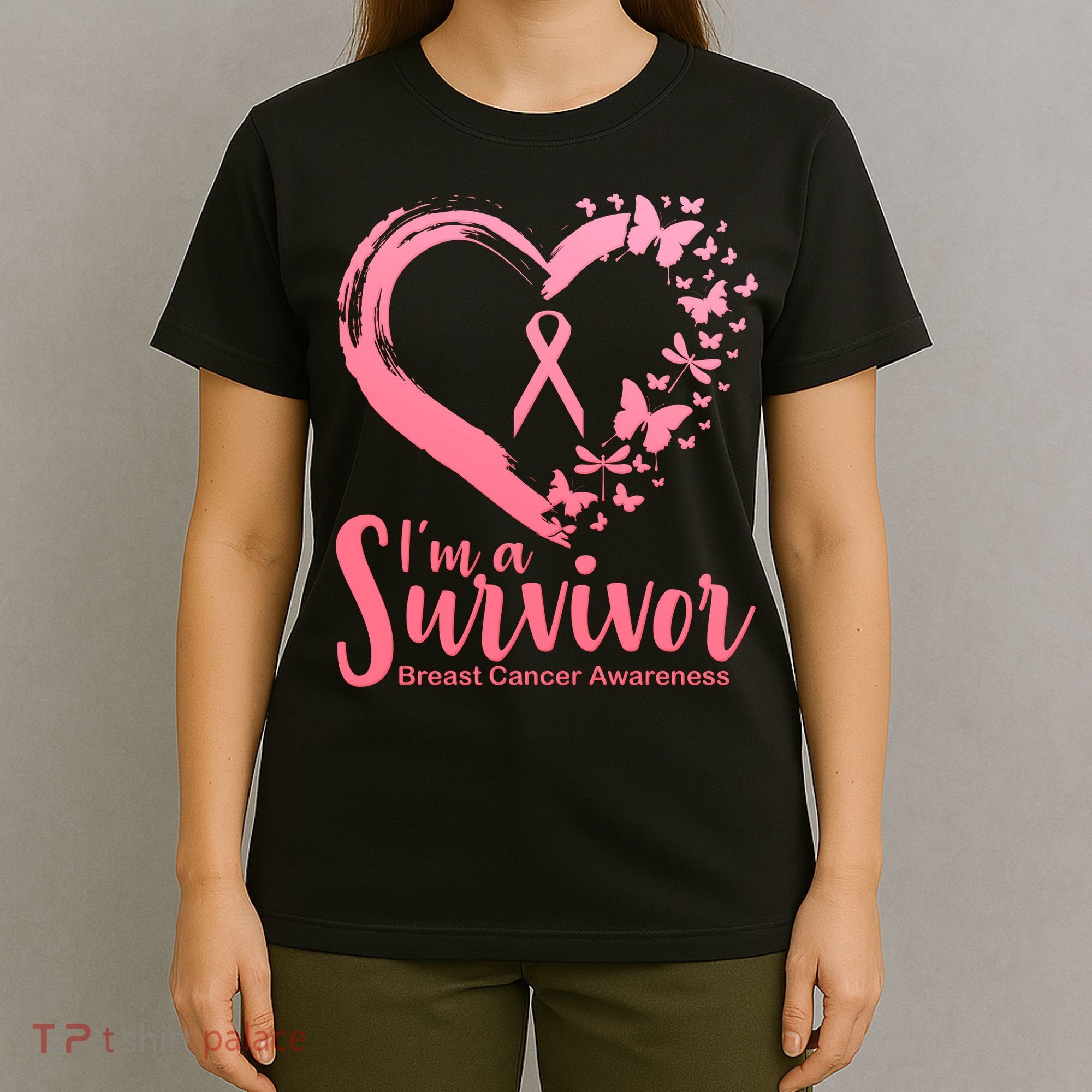 I'm a Survivor Breast Cancer Awareness Butterfly T-Shirt