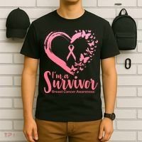 I'm a Survivor Breast Cancer Awareness Butterfly T-Shirt thumb 6