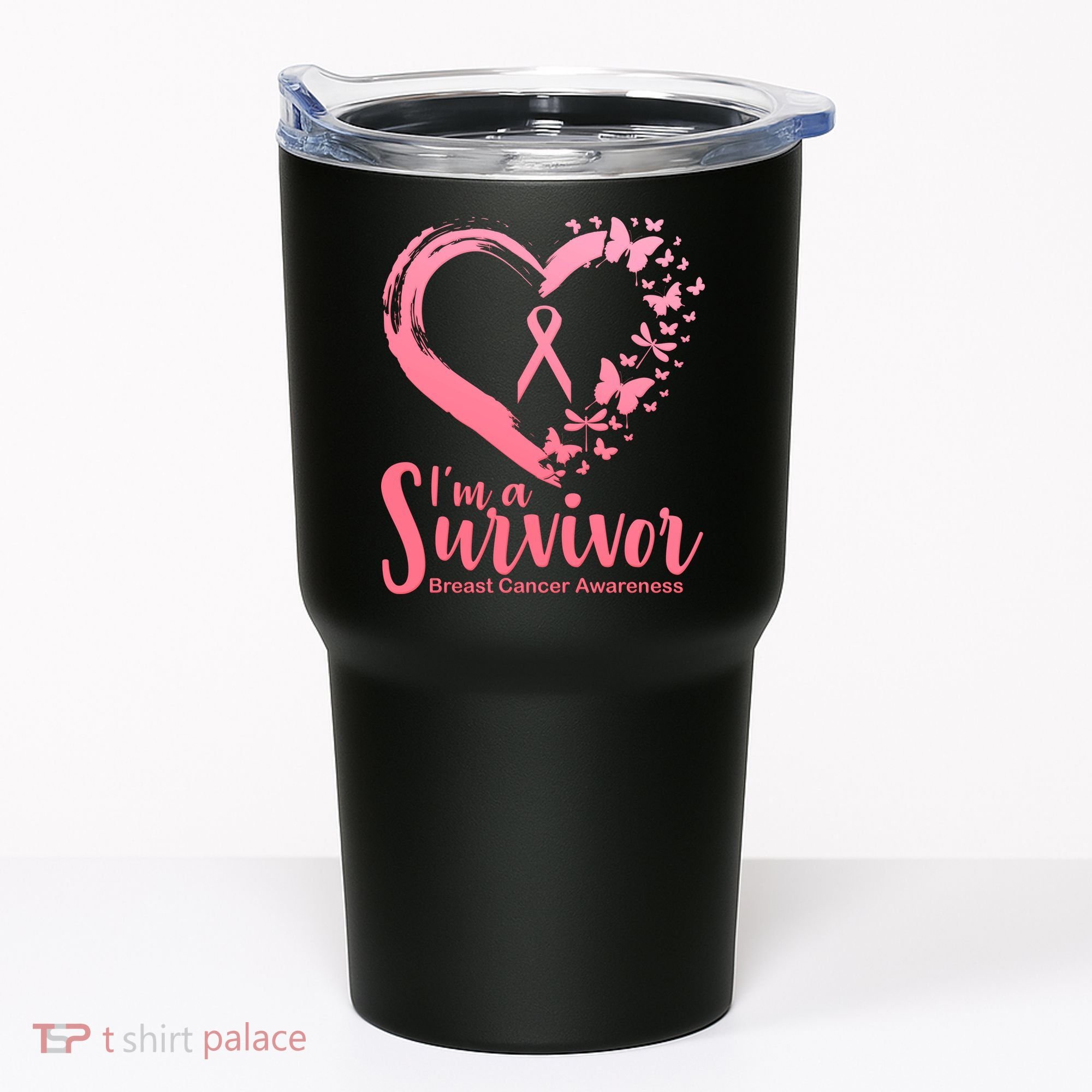 I'm a Survivor Breast Cancer Awareness Butterfly Tumbler