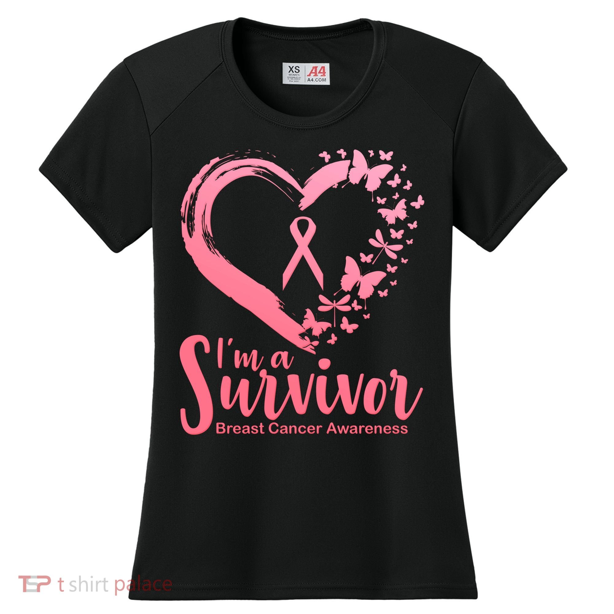 I'm a Survivor Breast Cancer Awareness Butterfly Women's Cooling Performance Crew T-Shirt