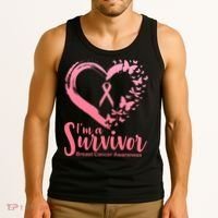 I'm a Survivor Breast Cancer Awareness Butterfly Tank Top thumb 3