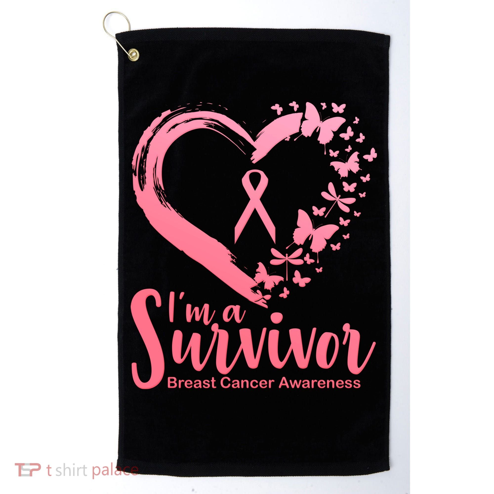 I'm a Survivor Breast Cancer Awareness Butterfly Golf Towel