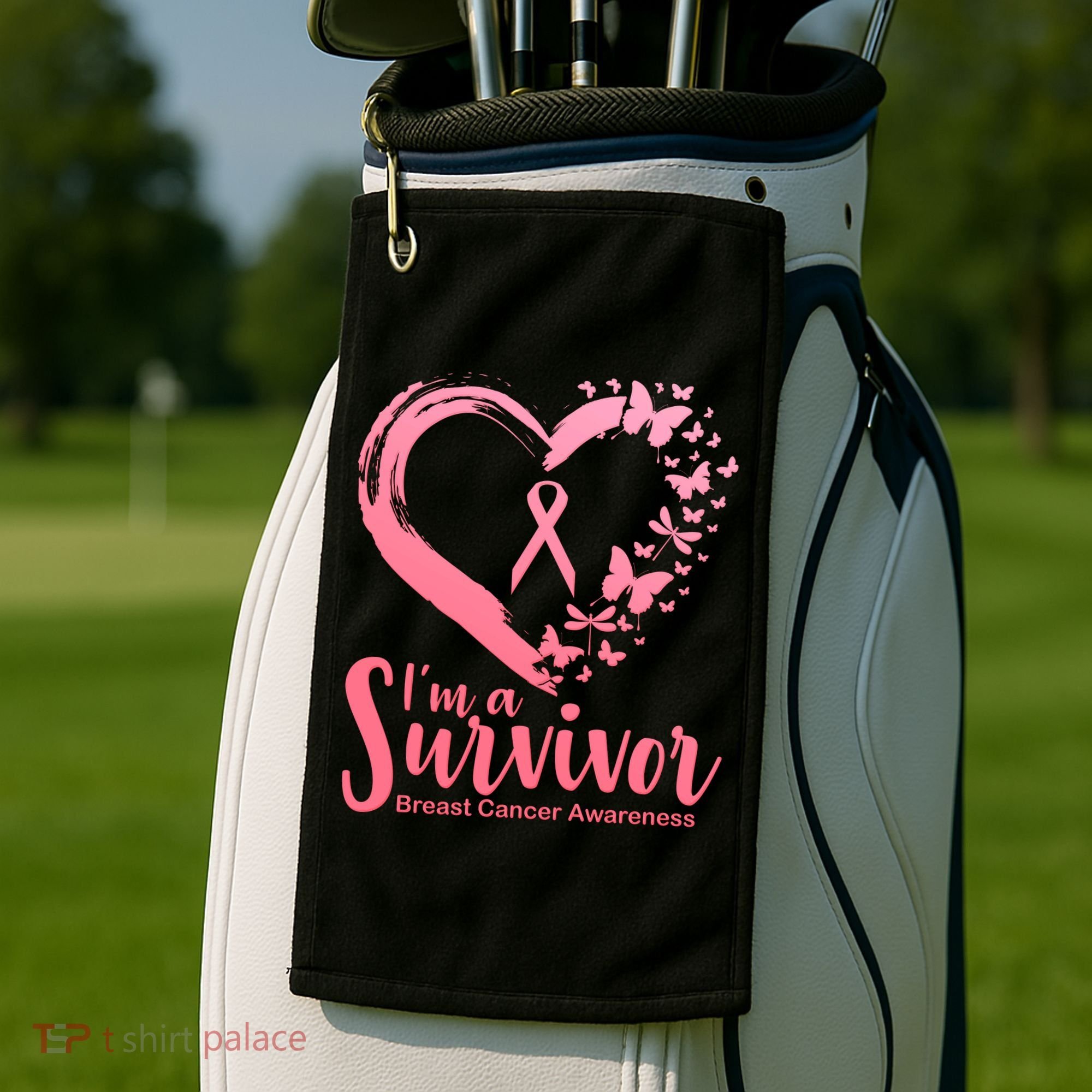 I'm a Survivor Breast Cancer Awareness Butterfly Golf Towel