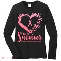 I'm a Survivor Breast Cancer Awareness Butterfly Women's Long Sleeve Shirt thumb 0