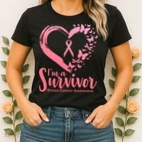 I'm a Survivor Breast Cancer Awareness Butterfly Women's T-Shirt thumb 2