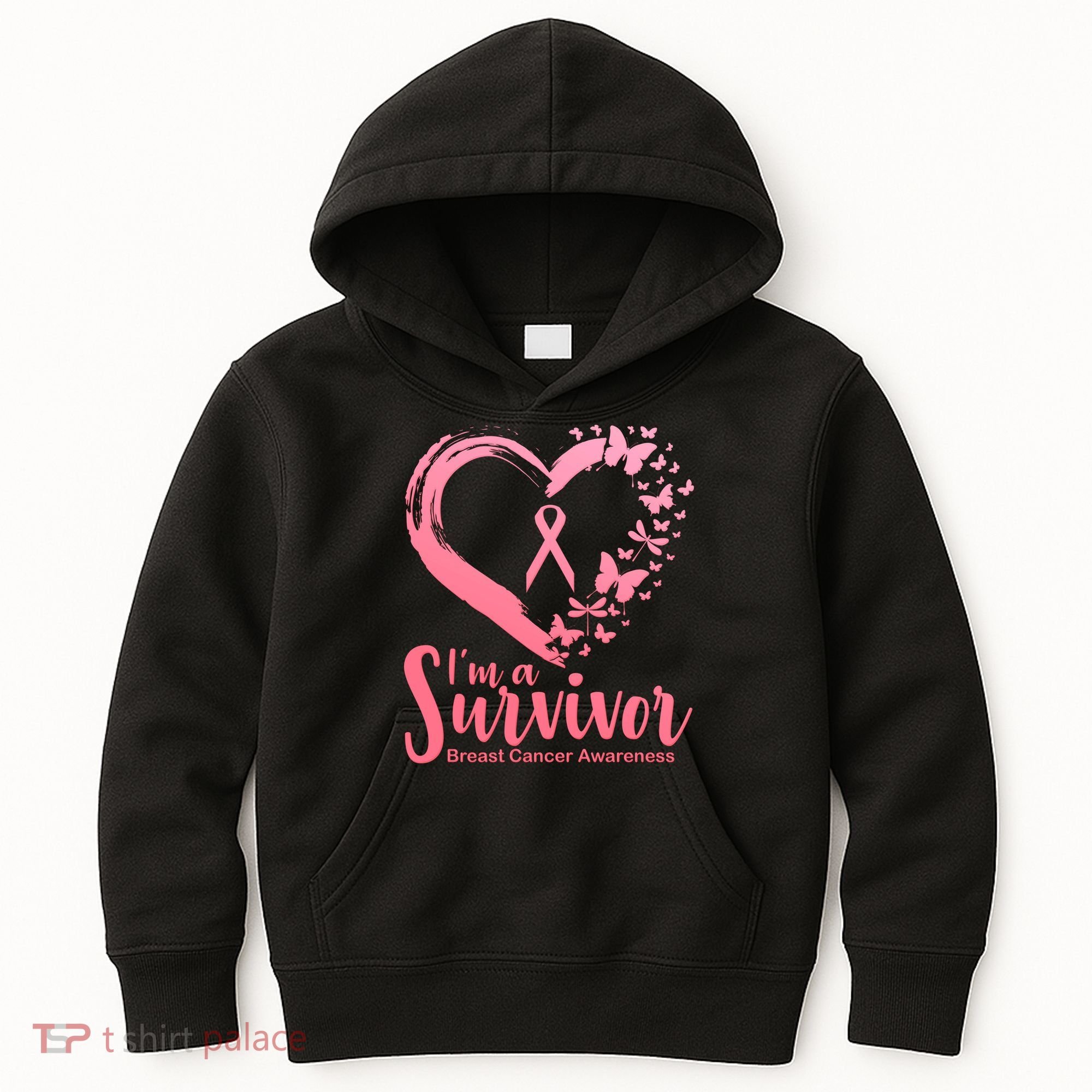 I'm a Survivor Breast Cancer Awareness Butterfly Kids Hoodie