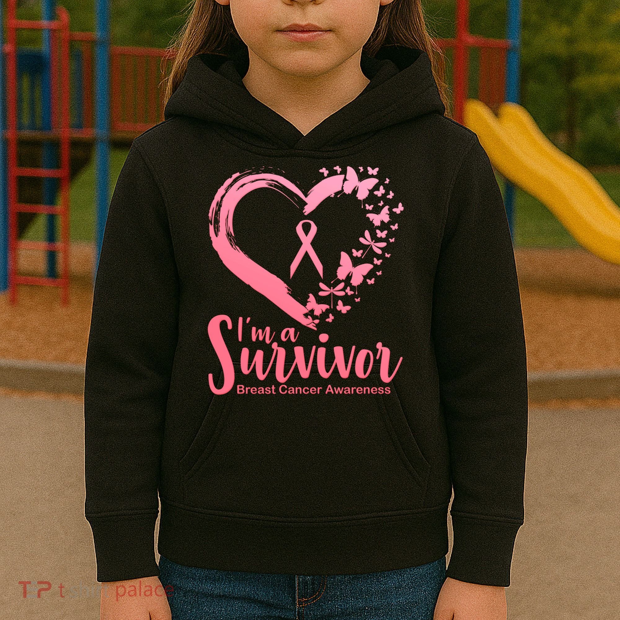 I'm a Survivor Breast Cancer Awareness Butterfly Kids Hoodie