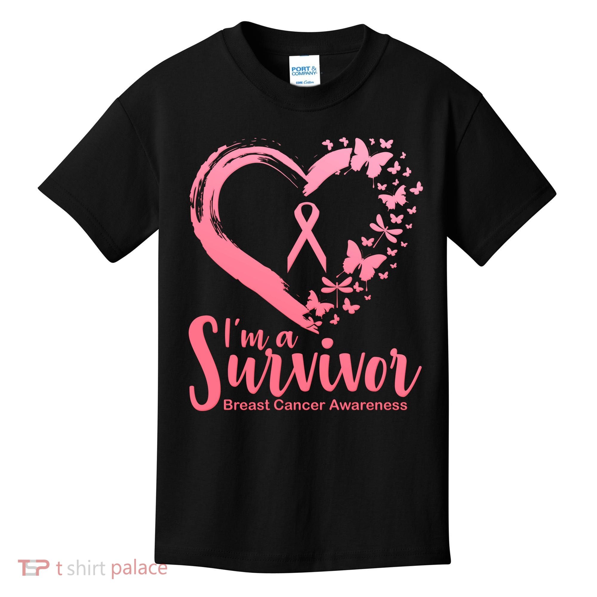 I'm a Survivor Breast Cancer Awareness Butterfly Kids T-Shirt