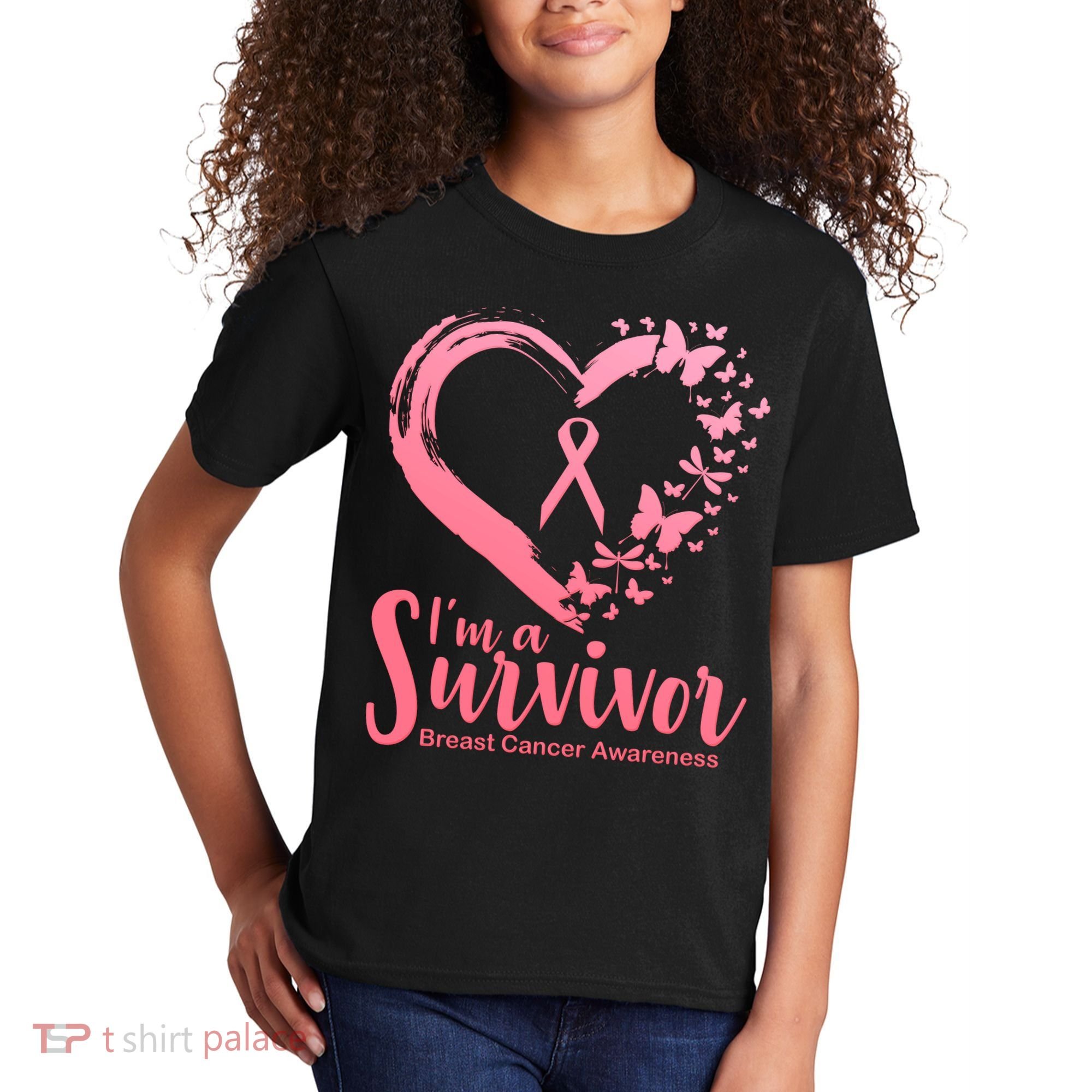 I'm a Survivor Breast Cancer Awareness Butterfly Kids T-Shirt