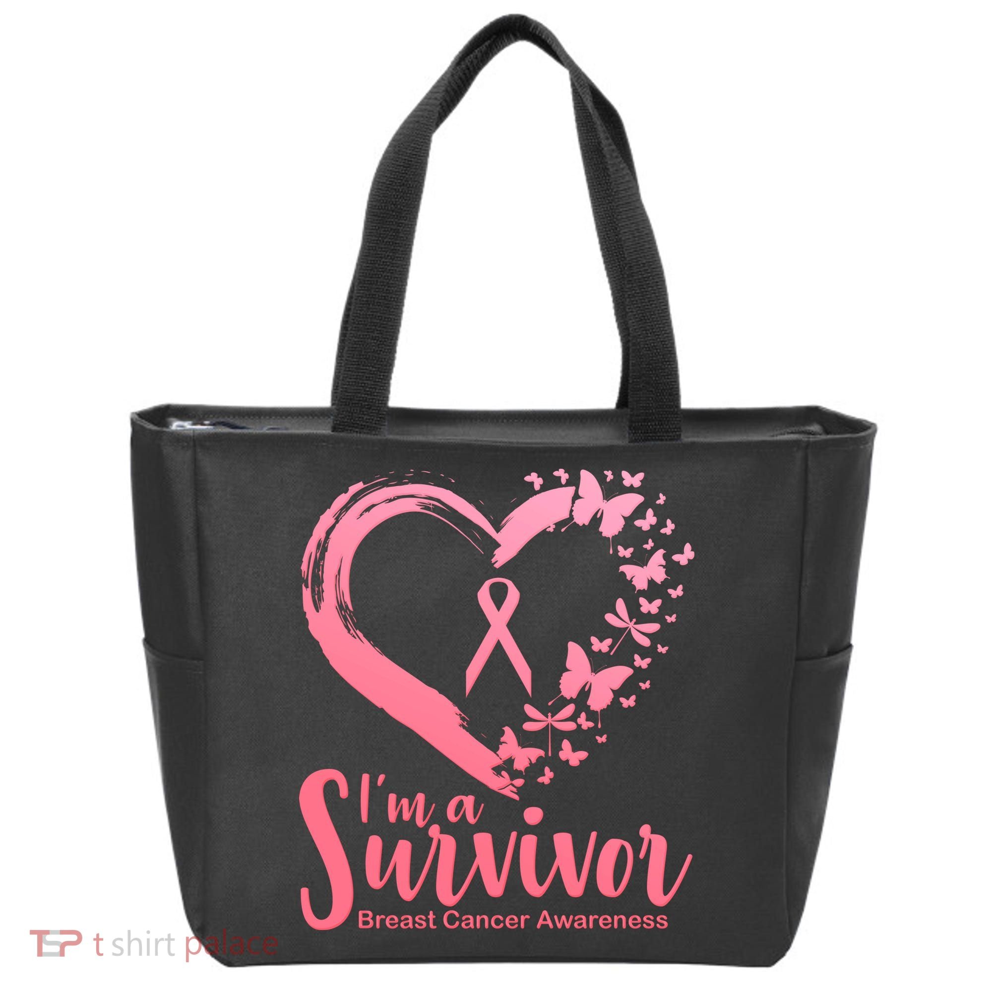 I'm a Survivor Breast Cancer Awareness Butterfly Tote Bag
