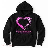 I'm a Survivor Breast Cancer Awareness Butterfly Heart Hoodie thumb 0