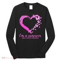 I'm a Survivor Breast Cancer Awareness Butterfly Heart Long Sleeve Shirt thumb 0