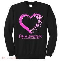 I'm a Survivor Breast Cancer Awareness Butterfly Heart Sweatshirt thumb 0