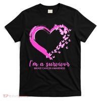 I'm a Survivor Breast Cancer Awareness Butterfly Heart T-Shirt thumb 0
