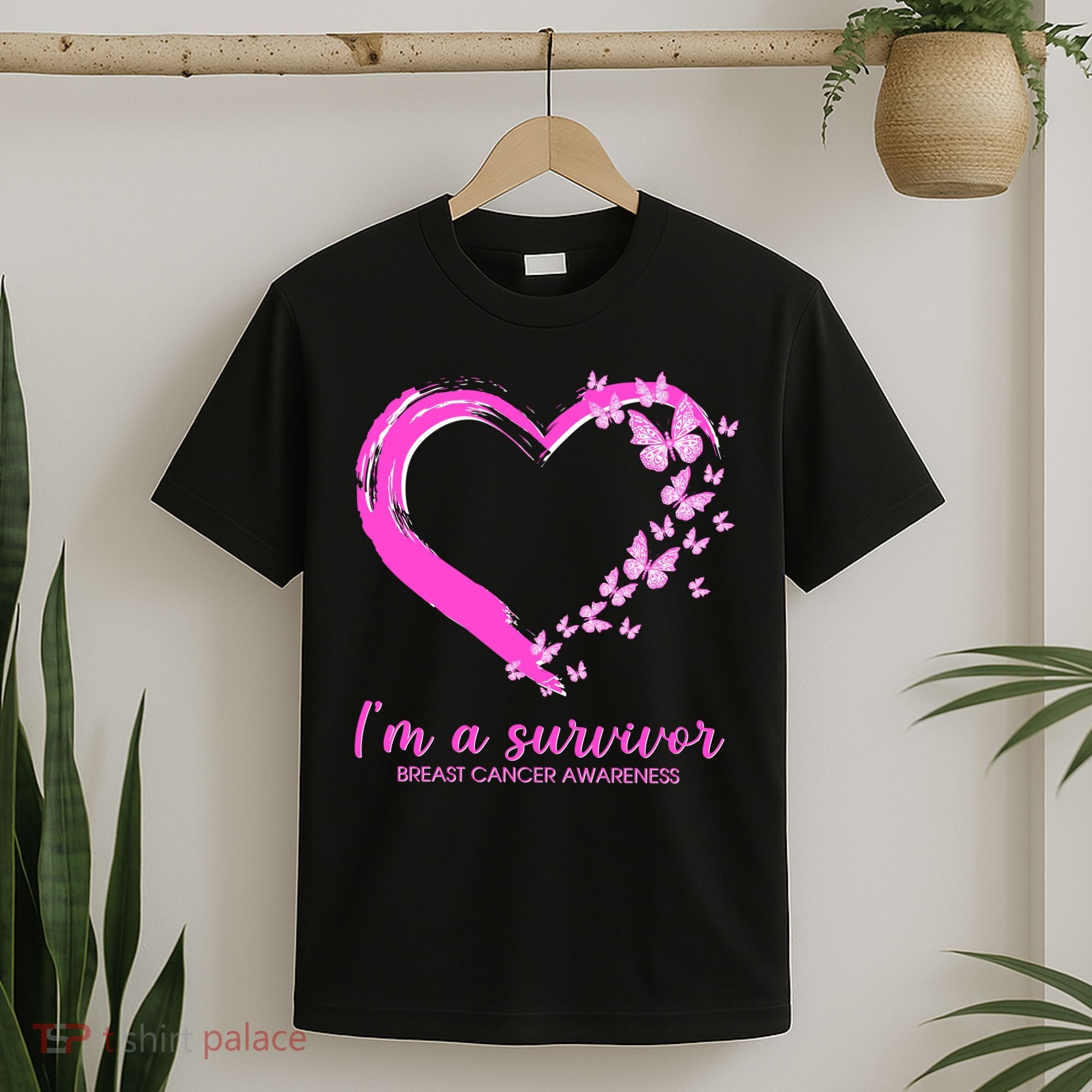 I'm a Survivor Breast Cancer Awareness Butterfly Heart T-Shirt