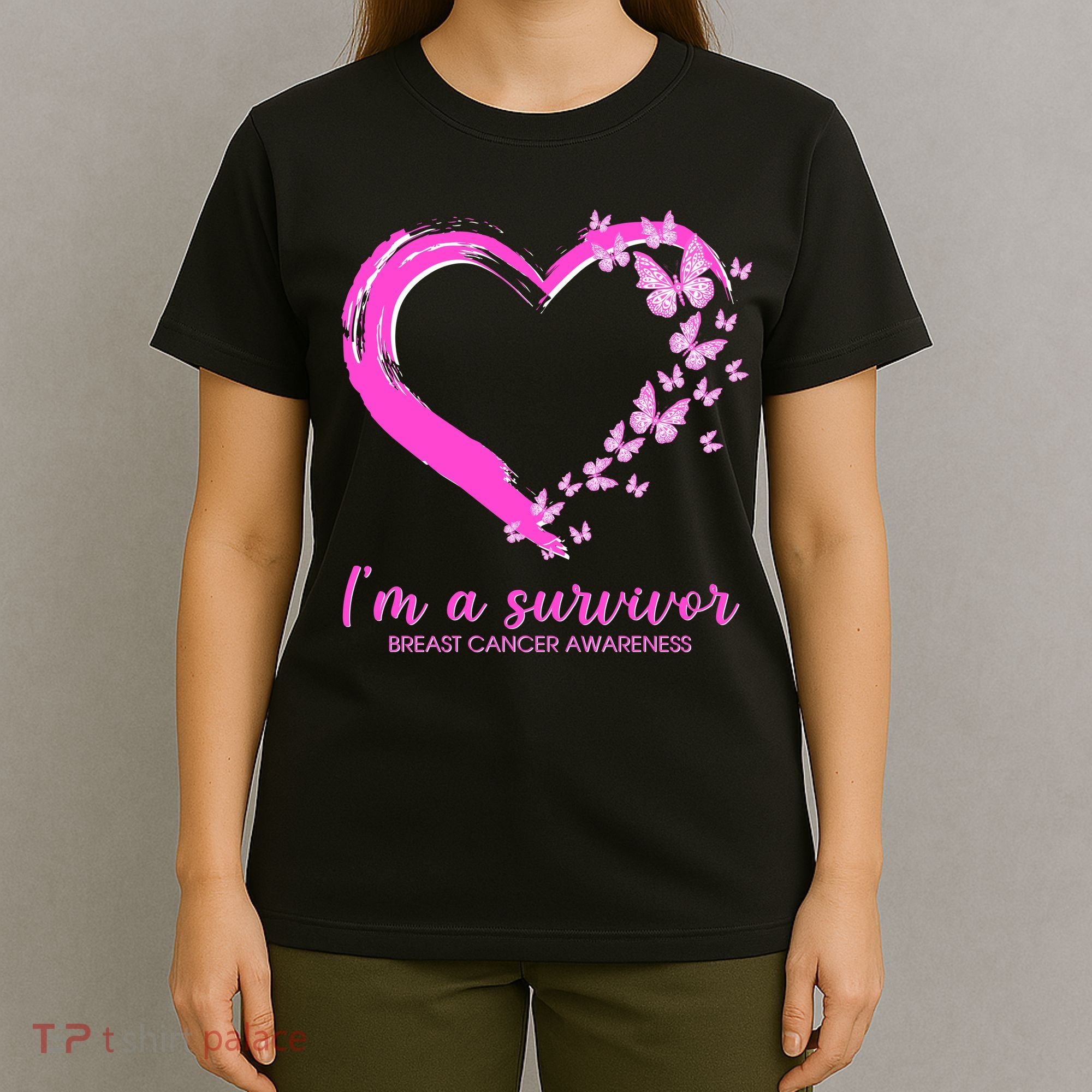 I'm a Survivor Breast Cancer Awareness Butterfly Heart T-Shirt