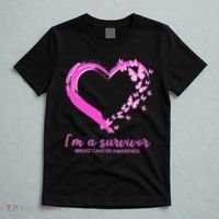 I'm a Survivor Breast Cancer Awareness Butterfly Heart T-Shirt thumb 5