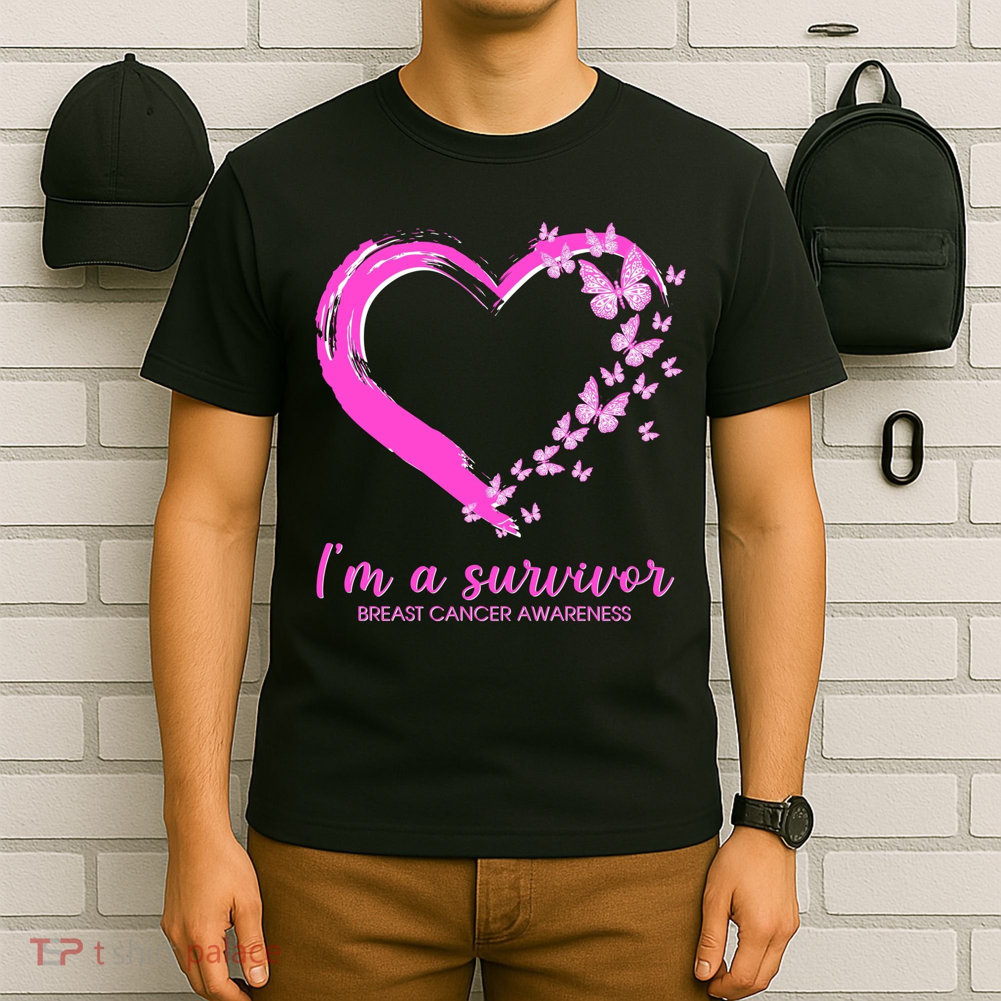 I'm a Survivor Breast Cancer Awareness Butterfly Heart T-Shirt