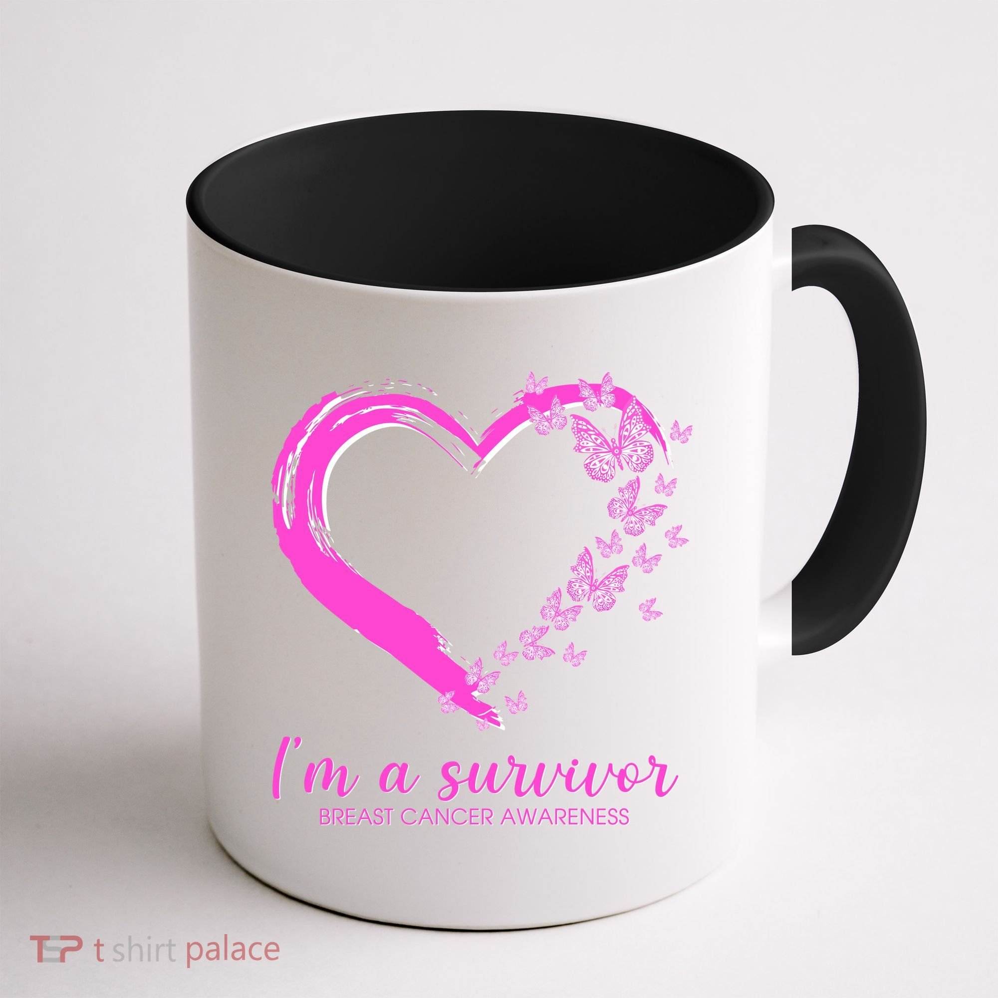 I'm a Survivor Breast Cancer Awareness Butterfly Heart Coffee Mug