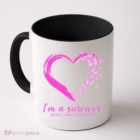 I'm a Survivor Breast Cancer Awareness Butterfly Heart Coffee Mug thumb 0