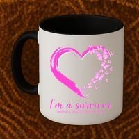 I'm a Survivor Breast Cancer Awareness Butterfly Heart Coffee Mug thumb 2