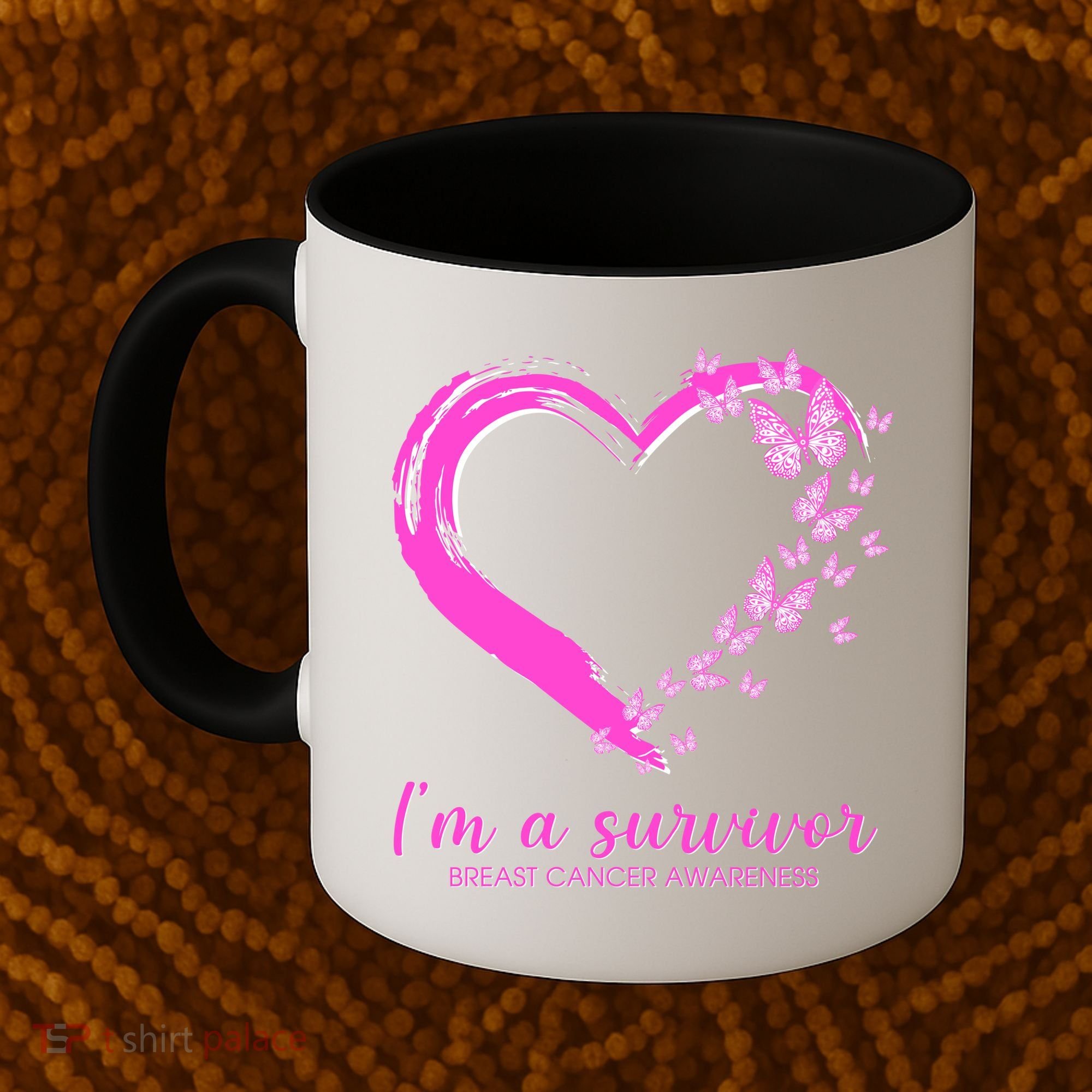 I'm a Survivor Breast Cancer Awareness Butterfly Heart Coffee Mug