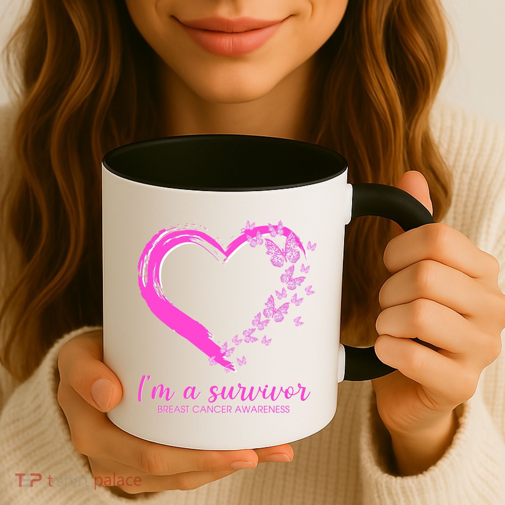 I'm a Survivor Breast Cancer Awareness Butterfly Heart Coffee Mug