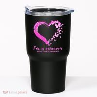 I'm a Survivor Breast Cancer Awareness Butterfly Heart Tumbler thumb 0