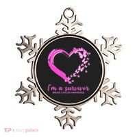 I'm a Survivor Breast Cancer Awareness Butterfly Heart Ornament thumb 0