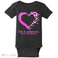 I'm a Survivor Breast Cancer Awareness Butterfly Heart Baby Bodysuit thumb 0