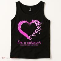 I'm a Survivor Breast Cancer Awareness Butterfly Heart Tank Top thumb 2