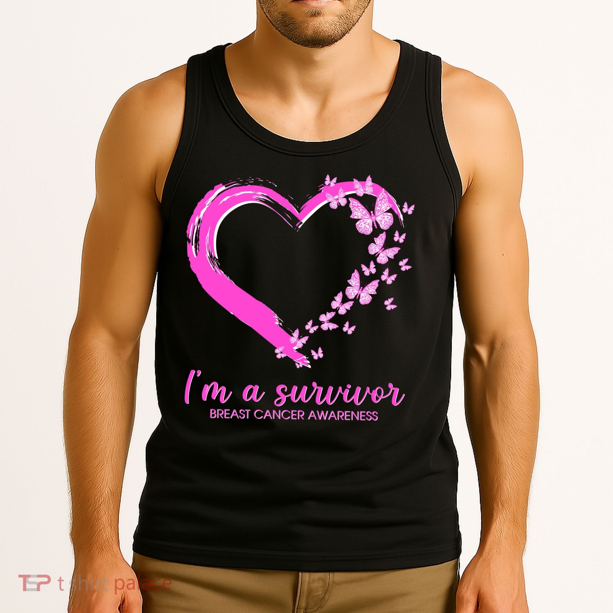 I'm a Survivor Breast Cancer Awareness Butterfly Heart Tank Top