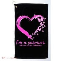 I'm a Survivor Breast Cancer Awareness Butterfly Heart Golf Towel thumb 0