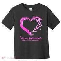 I'm a Survivor Breast Cancer Awareness Butterfly Heart Toddler T-Shirt thumb 0