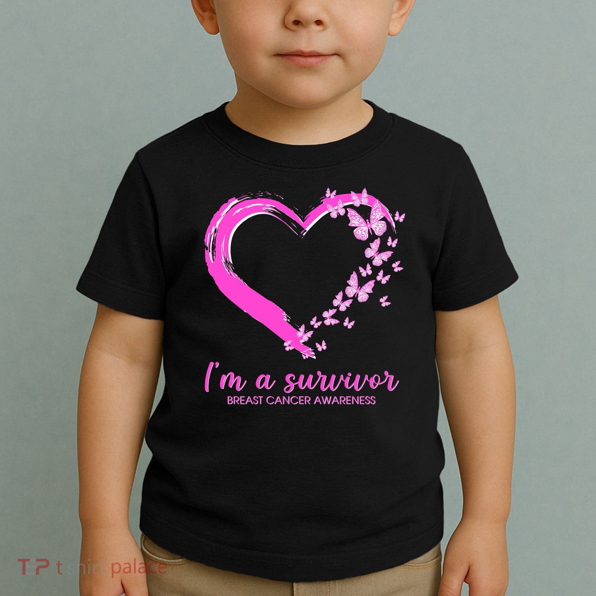 I'm a Survivor Breast Cancer Awareness Butterfly Heart Toddler T-Shirt