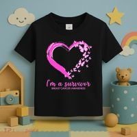 I'm a Survivor Breast Cancer Awareness Butterfly Heart Toddler T-Shirt thumb 3