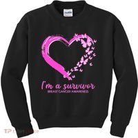 I'm a Survivor Breast Cancer Awareness Butterfly Heart Kids Sweatshirt thumb 0