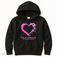I'm a Survivor Breast Cancer Awareness Butterfly Heart Kids Hoodie thumb 0