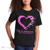 I'm a Survivor Breast Cancer Awareness Butterfly Heart Kids T-Shirt thumb 2