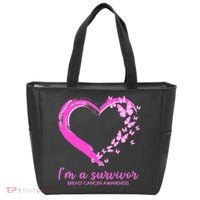I'm a Survivor Breast Cancer Awareness Butterfly Heart Tote Bag thumb 0