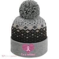 I'm A survivor Breast Cancer Awareness Heart The Baniff Cuffed Pom Beanie thumb 0