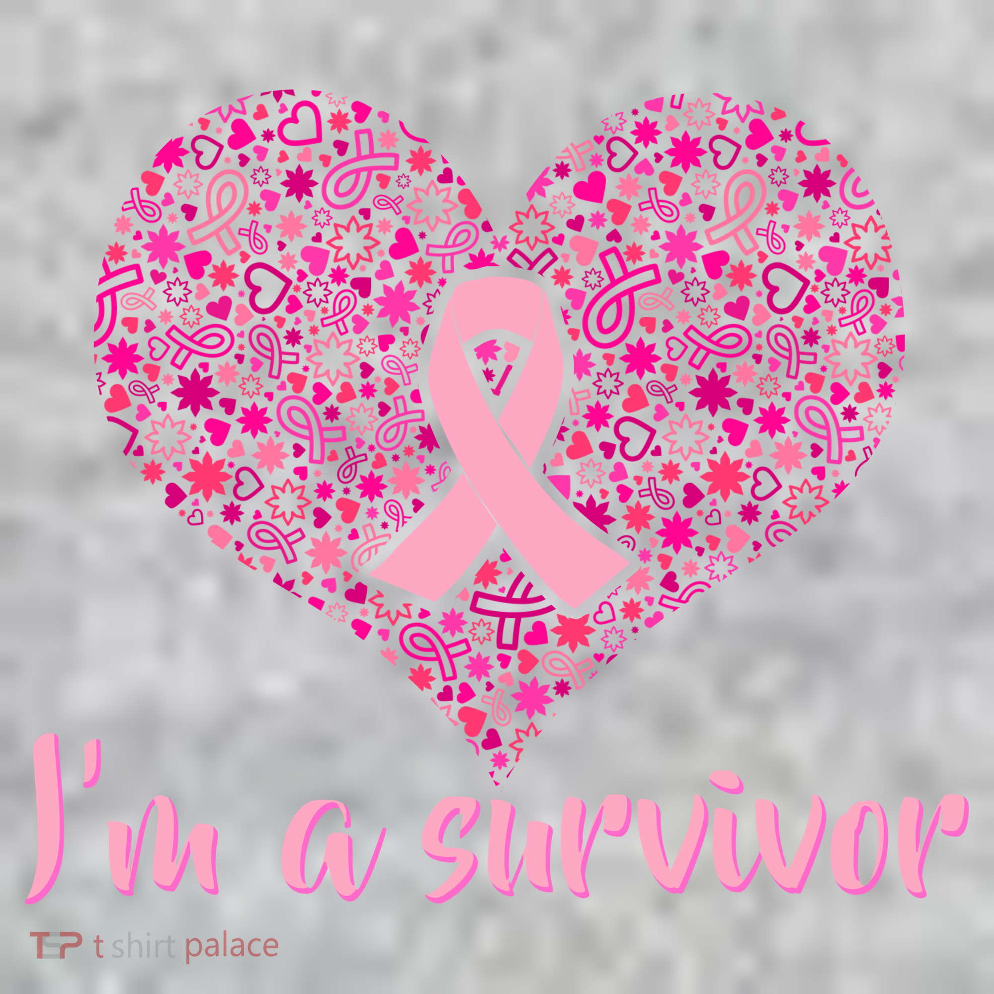 I'm A survivor Breast Cancer Awareness Heart The Baniff Cuffed Pom Beanie