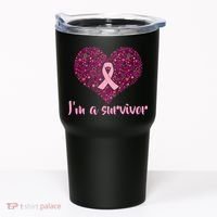I'm A survivor Breast Cancer Awareness Heart Tumbler thumb 0