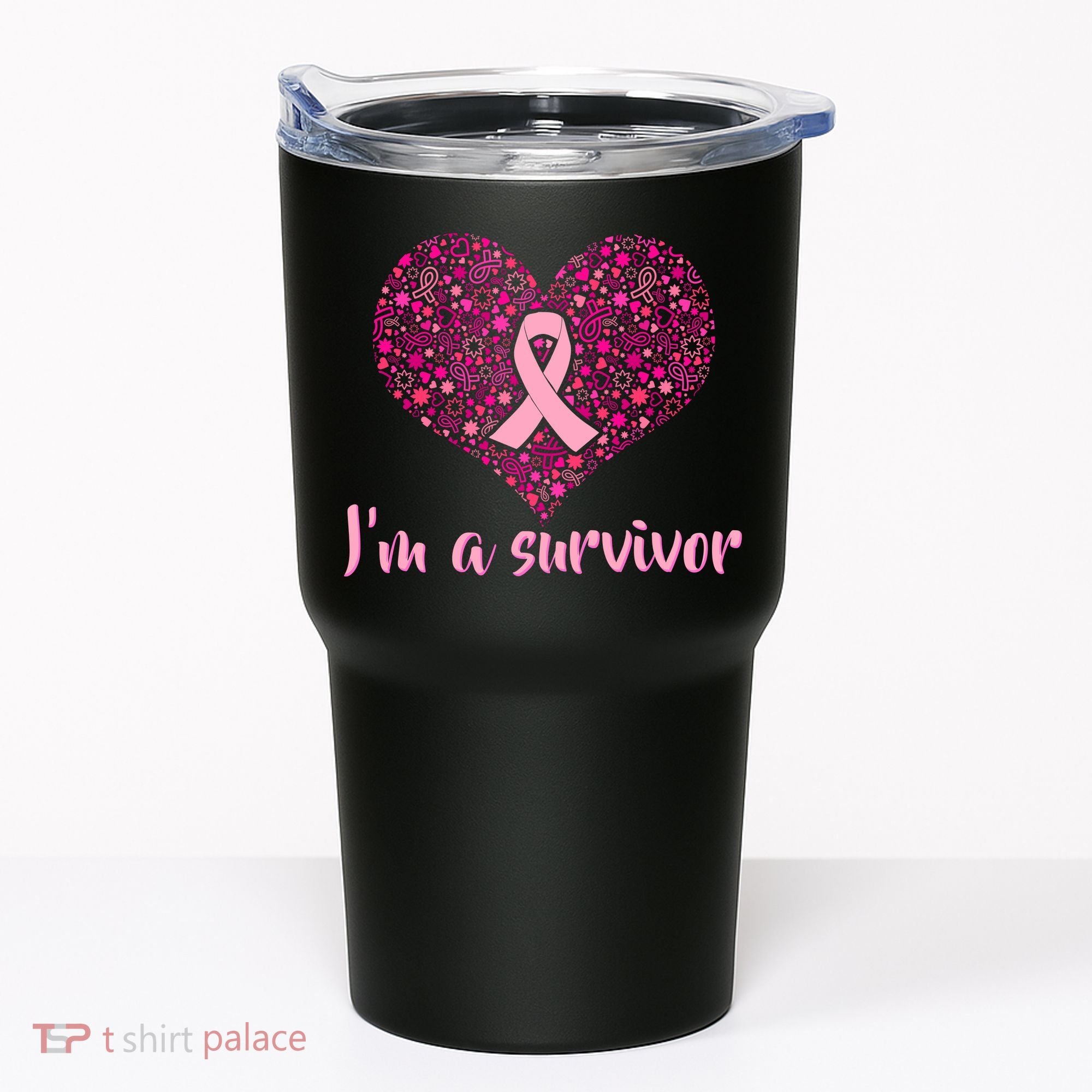 I'm A survivor Breast Cancer Awareness Heart Tumbler