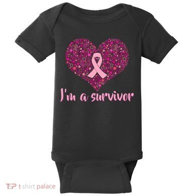 I'm A survivor Breast Cancer Awareness Heart Baby Bodysuit